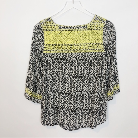 Maeve V Neck Printed Blouse Yellow Embroidery S - Picture 2 of 8